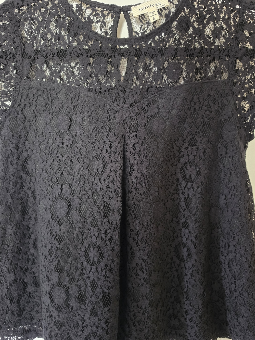 Monteau Black Lace Short-Sleeve Top - Picture 5 of 13
